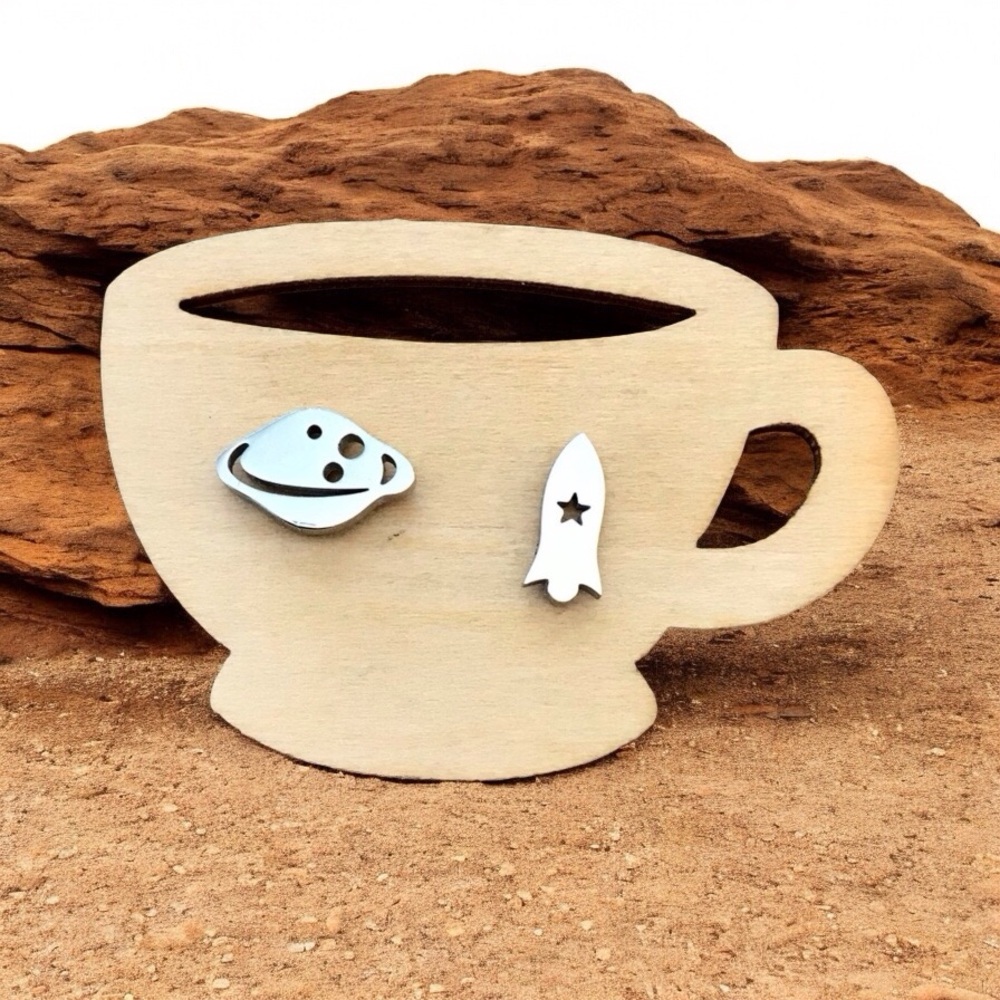 šPlanet and Spaceship Stud Earrings Stainless Steel